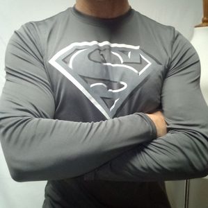 Superman workout shirt silver grey